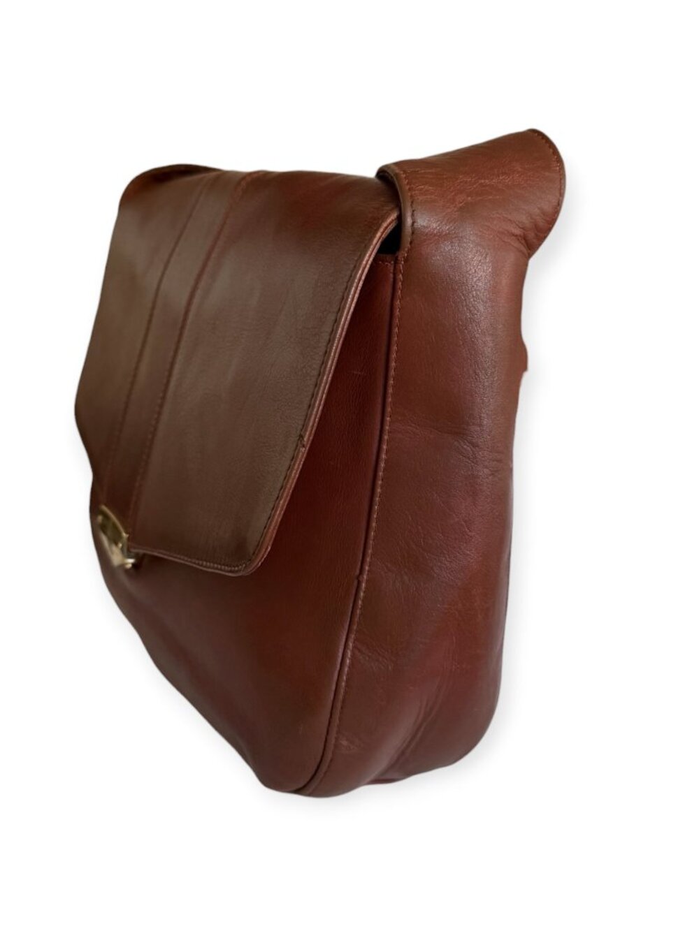 Vintage Mark Cross Cognac Brown Leather Flap Crossbody Bag - Picture 3 of 7